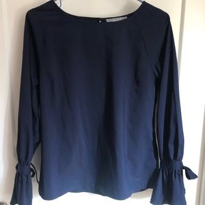 Navy blue bell sleeve top blouse MARLED